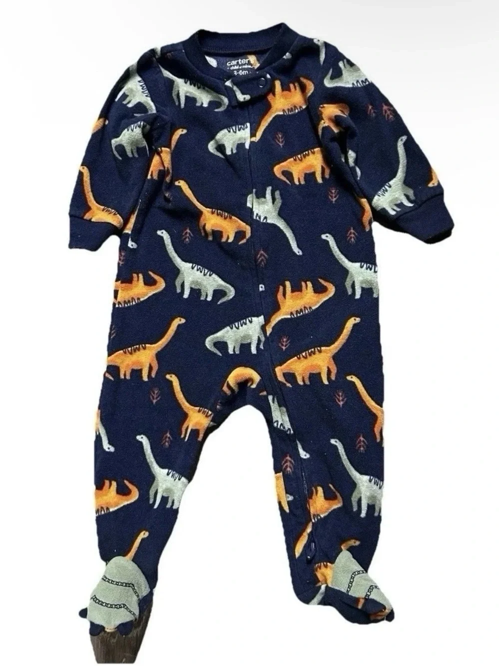 Baby Footie Pajamas Two Way Zipper Dinosaurs Animals Cookies Size 3-6 Months